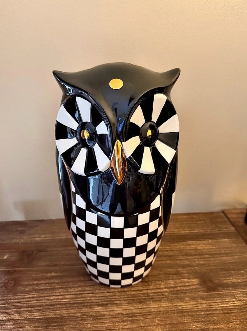 Mackenzie-Childs Courtly Check Large Mod Owl Figurine